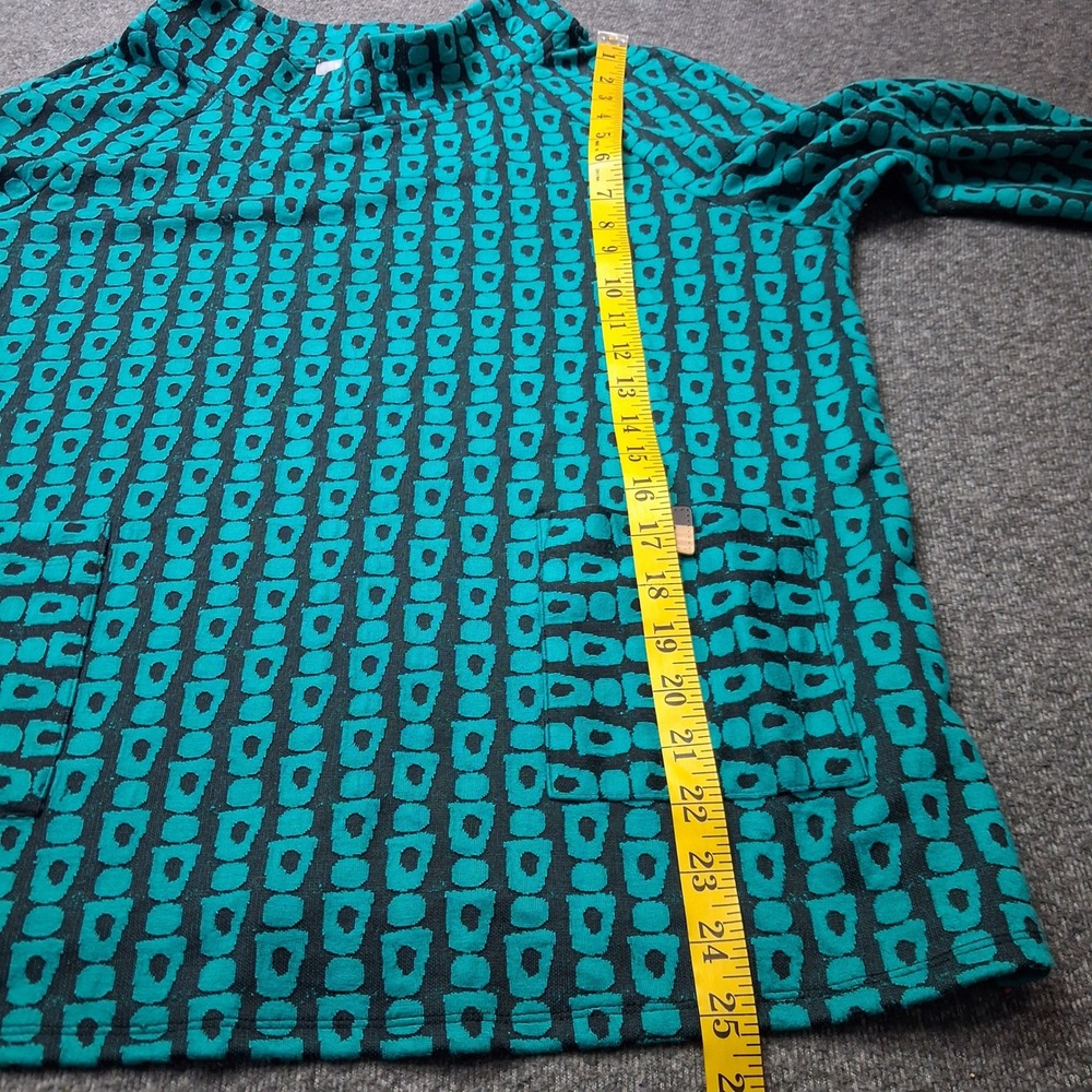 Habitat Clothes To Live In Teal Black  Funnel Neck Tunic Top Lagenlook SZ L - Picture 5 of 12
